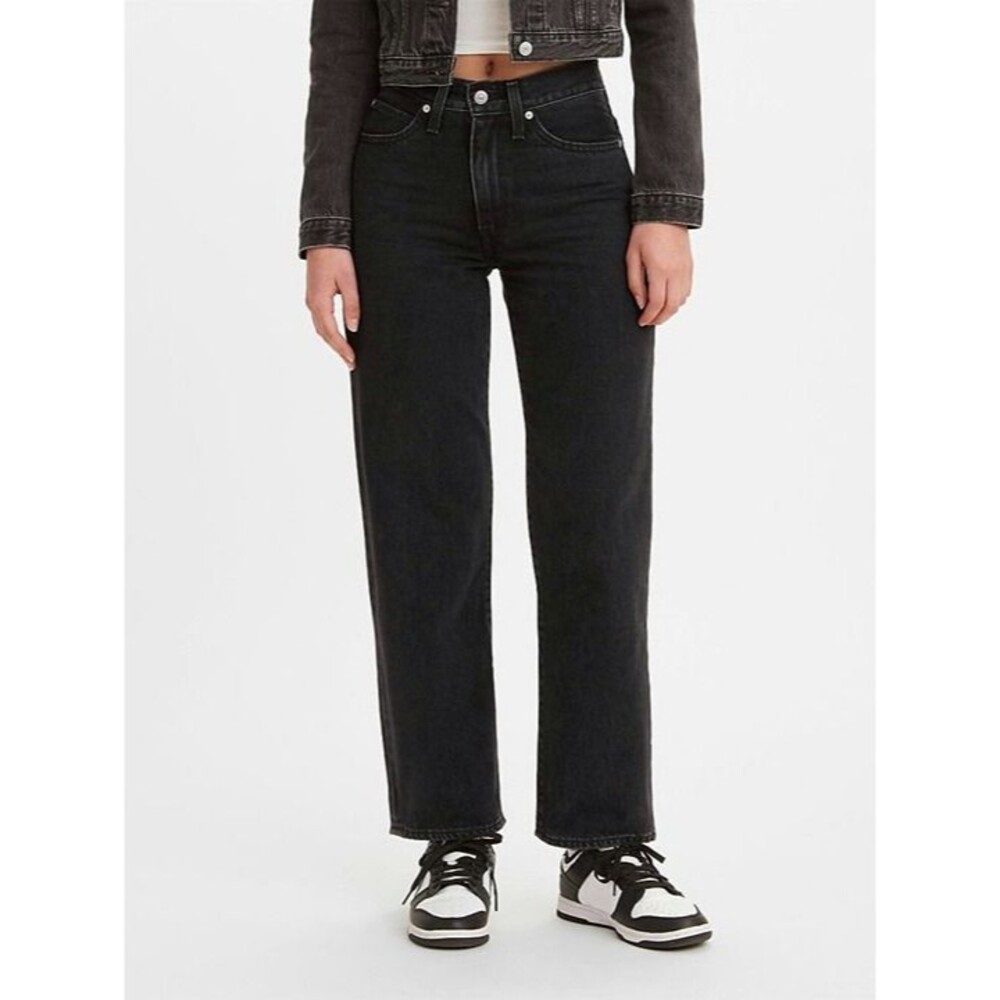 Levi's 94 Baggy In Washed Black Mid-Rise Straight Leg Size 28